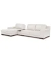 Macy's Closeout! Darrium 3-pc. Leather Chaise Sofa With Console, Created For  In White