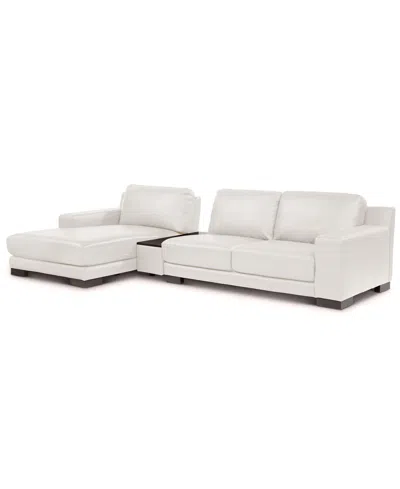 Macy's Closeout! Darrium 3-pc. Leather Chaise Sofa With Console, Created For  In White