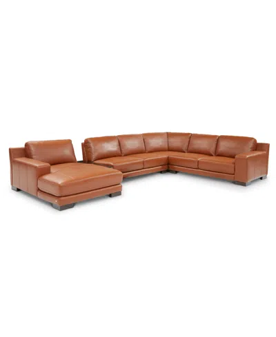 Macy's Closeout! Darrium 5pc Leather Sectional With Console, Created For  In Cognac