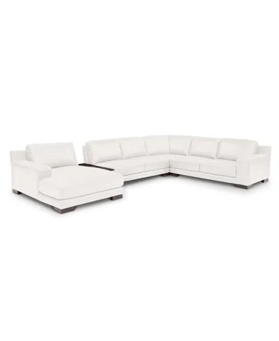 Macy's Closeout! Darrium 5pc Leather Sectional With Console, Created For  In White