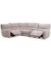 Macy's Closeout! Deklyn 129" 7-pc. Zero Gravity Fabric Sectional With 3 Power Recliners & 2 Consoles, Creat In Cobblestone