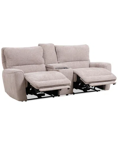 Macy's Closeout! Deklyn 89" 3-pc. Zero Gravity Fabric Sofa With 2 Power Recliners & 1 Console, Created For In Cobblestone