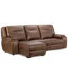 Macy's Closeout! Hansley 3-pc. Zero Gravity Leather Sectional With Power Recliner And Chaise, Created For M In Brown