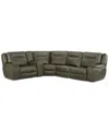 Macy's Closeout! Hansley 5-pc. Zero Gravity Leather Sectional With 2 Power Recliners, Created For  In Brown