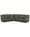 Macy's Closeout! Hansley 5-pc. Zero Gravity Leather Sectional With 2 Power Recliners, Created For  In Brown
