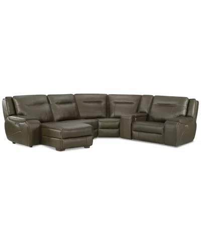 MACY'S CLOSEOUT! HANSLEY 5-PC. ZERO GRAVITY LEATHER SECTIONAL WITH POWER RECLINER AND CHAISE, CREATED FOR M