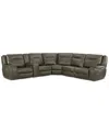 Macy's Closeout! Hansley 5-pc. Zero Gravity Leather Sectional With Power Recliner And Chaise, Created For M In Grey