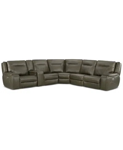 MACY'S CLOSEOUT! HANSLEY 6-PC ZERO GRAVITY LEATHER SECTIONAL WITH 2 POWER RECLINERS, CREATED FOR MACY'S