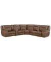 Macy's Closeout! Hansley 6-pc. Zero Gravity Leather Sectional With 2 Power Recliners And Chaise, Created Fo In Brown