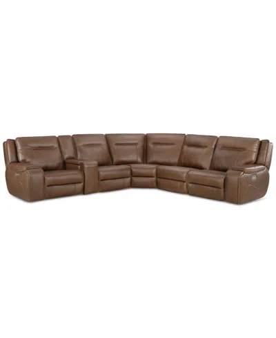 MACY'S CLOSEOUT! HANSLEY 6-PC ZERO GRAVITY LEATHER SECTIONAL WITH 3 POWER RECLINERS, CREATED FOR MACY'S