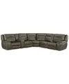 Macy's Closeout! Hansley 5-pc. Zero Gravity Leather Sectional With Power Recliner And Chaise, Created For M In Grey
