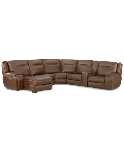 MACY'S CLOSEOUT! HANSLEY 6-PC ZERO GRAVITY LEATHER SECTIONAL WITH POWER RECLINER AND CHAISE, CREATED FOR MA