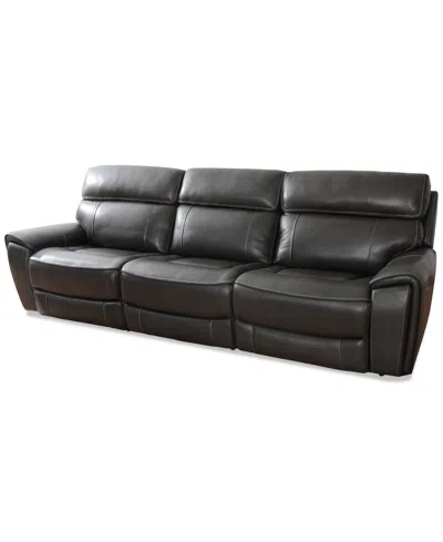 Macy's Closeout! Hutchenson 115" 3-pc. Zero Gravity Leather Sofa With 2 Power Recliners, Created For  In Grey