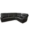 Macy's Closeout! Hutchenson 119.5" 4-pc. Zero Gravity Leather Sectional With 2 Power Recliners, Created For In Coffee
