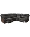 Macy's Closeout! Hutchenson 119.5" 5-pc, Zero Gravity Leather Sectional With Power Recliners And Console, C In Grey