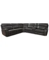Macy's Closeout! Hutchenson 119.5" 5-pc. Zero Gravity Leather Sectional With 2 Power Recliners, Created For In Coffee