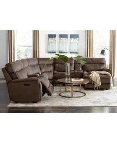 Macy's Closeout Hutchenson Fabric Sectional Sofa Collection In Brown