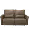 Macy's Closeout! Jekyns Leather Power Sofa, Created For  In Blue