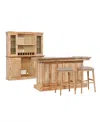 Macy's Closeout! Logans Edge 5-piece Bar Set (back Bar And Hutch, Bar And Two Stools) In Brown