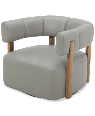 Macy's Closeout! Orsha 32" Leather Accent Swivel Chair, Created For  In Light Grey