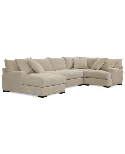 Macy's Closeout! Rhyder 4-pc. 80'' Fabric Sectional Sofa With Chaise, Created For  In Neutral