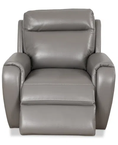Macy's Closeout! Sheeler Faux Leather Manual Glider Recliner Chair In Pewter