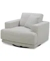 Macy's Closeout! Vasher 42" Fabric Swivel Chair, Created For  In Cloud