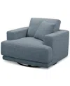 Macy's Closeout! Vasher 42" Fabric Swivel Chair, Created For  In Sky