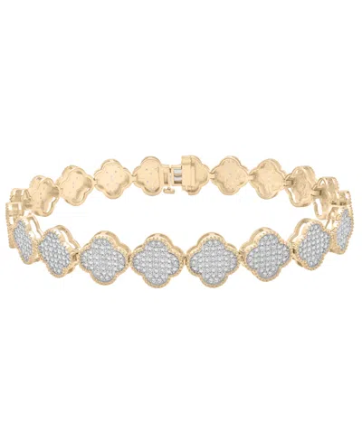 Macy's Clover Diamond Bracelet (1 Ct. T.w.) In 14k Gold Plated Over Sterling Silver