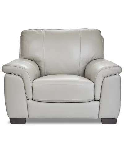 Macy's Cobbie Leather 46" Chair,  Exclusive In Gray