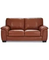 Macy's Cobbie Leather 69" Loveseat,  Exclusive In Brown