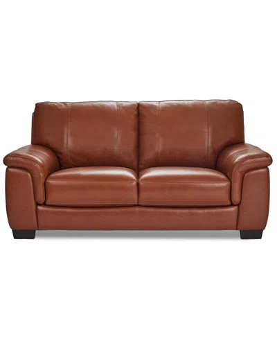 Macy's Cobbie Leather 69" Loveseat,  Exclusive In Brown