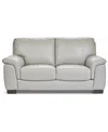 Macy's Cobbie Leather 69" Loveseat,  Exclusive In Gray