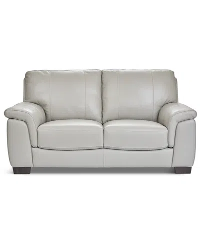 Macy's Cobbie Leather 69" Loveseat,  Exclusive In Gray