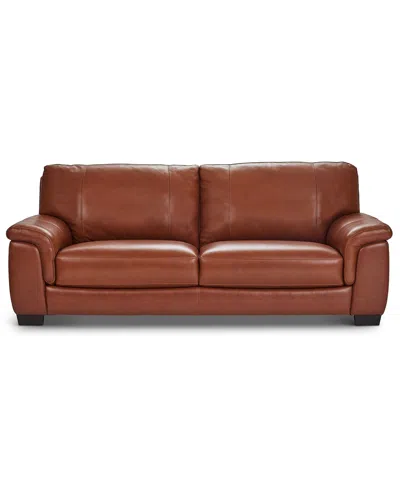 Macy's Cobbie Leather 89" Sofa,  Exclusive In Brown