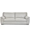 Macy's Cobbie Leather 89" Sofa,  Exclusive In Gray