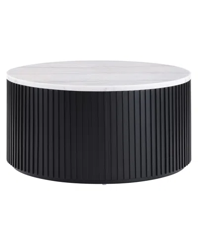 Macy's Colby 36" Marble Round Top Coffee Table In Black