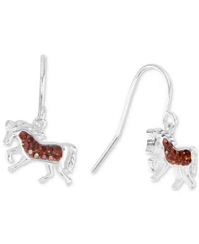 Macy's Color Crystal Horse Drop Earrings (1 Ct. T.w.) In Sterling Silver
