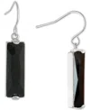 Macy's Color Crystal Rectangle Drop Earrings In Sterling Silver In Black