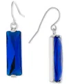 Macy's Rectangular Crystal Drop Earrings In Silver-plate In Blue