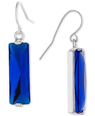 MACY'S COLOR CRYSTAL RECTANGLE DROP EARRINGS IN STERLING SILVER