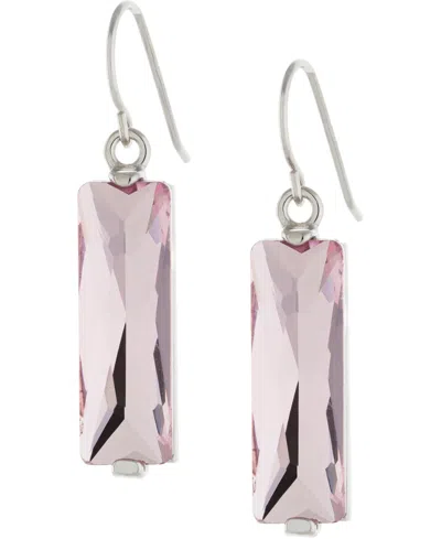 Macy's Color Crystal Rectangle Drop Earrings In Sterling Silver