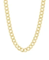 Macy's Polished Solid Flat Curb Link 22" Chain Necklace In 14k Gold-plated Sterling Silver &â Sterling Silv In Gold Over Silver