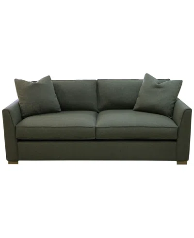 Macy's Corine 20" Upholstered Sofa With Toss Pillows In Green