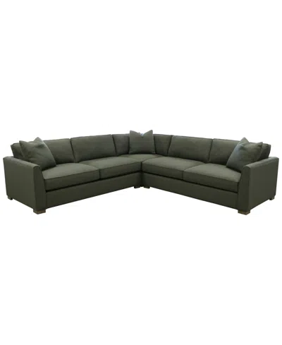 Macy's Corine 3-pc. Upholstered Sectional Sofa Set With Toss Pillows In Green