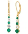 Macy's Created Emerald (3/4 Ct. T.w.) & Created White Sapphire (5/8 Ct. T.w.) Drop Earrings In 14k Yellow G