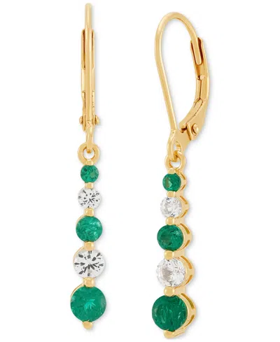 Macy's Created Emerald (3/4 Ct. T.w.) & Created White Sapphire (5/8 Ct. T.w.) Drop Earrings In 14k Yellow G