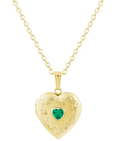 Macy's Created Emerald (3/8 Ct. T.w.) Pendant Necklace In 14k Yellow Gold-plated Sterling Silver (also Avai