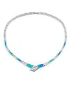 Macy's Created Opal Greek Key Necklace In Sterling Silver In Sterling Silver