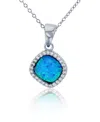 Macy's Created Opal Inlay And Cubic Zirconia Necklace In Sterling Silver In Sterling Silver